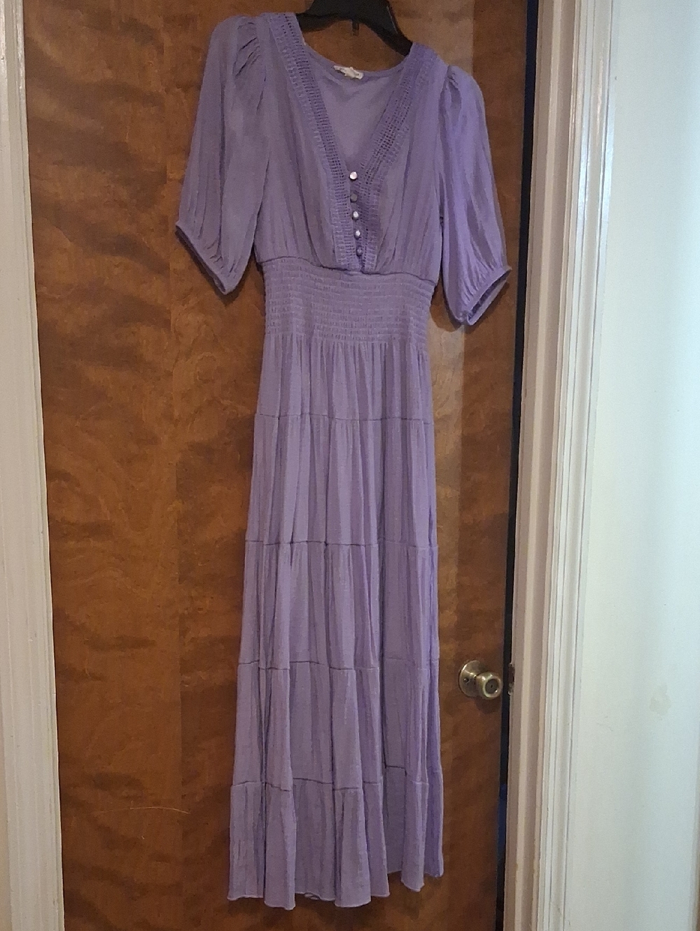 Lavender Tiered Maxi Dress with Smocked Waist